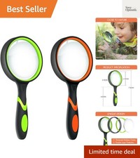 2 Pack 10X Magnifying Glass for Seniors  Kids, Non-Slip Handheld Magnifier f...