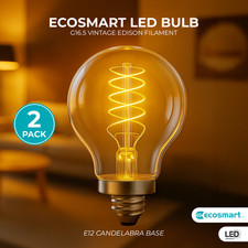 G16.5 LED Vintage Edison Bulbs 60W Eq Warm White Dimmable E12 Globe 2-Pack