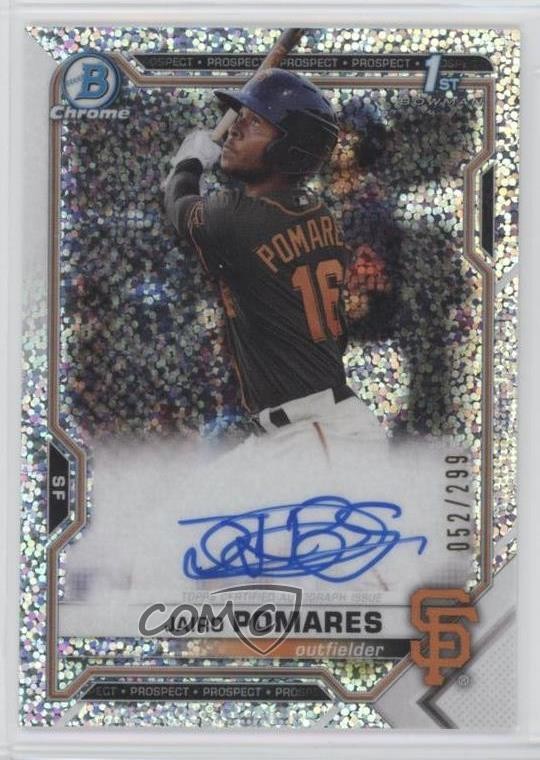 2021 Bowman Chrome Prospects Speckle Refractor 52/299 Jairo Pomares Auto 3f4
