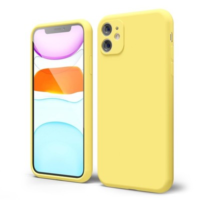 oakxco für iPhone 11 Handyhülle Flüssigsilikon, süß dünn Slim 11, gelb 
