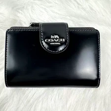 Coach Medium Corner Zip Wallet In Novelty Leather/Silver/Black CW526 NWT