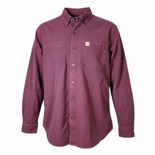 Vtg Carhartt Rugged Outdoor Wear Button Up Shirt Cabincore Work Size M Cotton