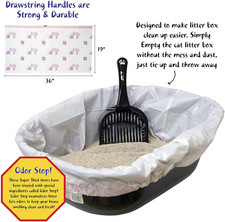 15 Count Litter Box Liners Super Thick, Durable, Easy Clean up Jumbo Drawstr...