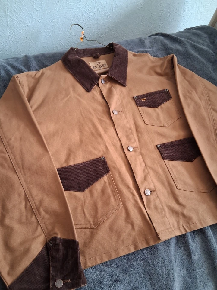 King Ranch Kineno Field Jacket Mens XL Brown Canvas Corduroy Western Cowboy - Image 3 of 4