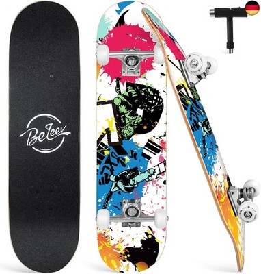 BELEEV Skateboard 31x8 Zoll Komplette Cruiser Skateboard für Kinder Jugendliche