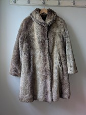 Vintage Edina Ronay Midi Faux Fur Coat UK 12