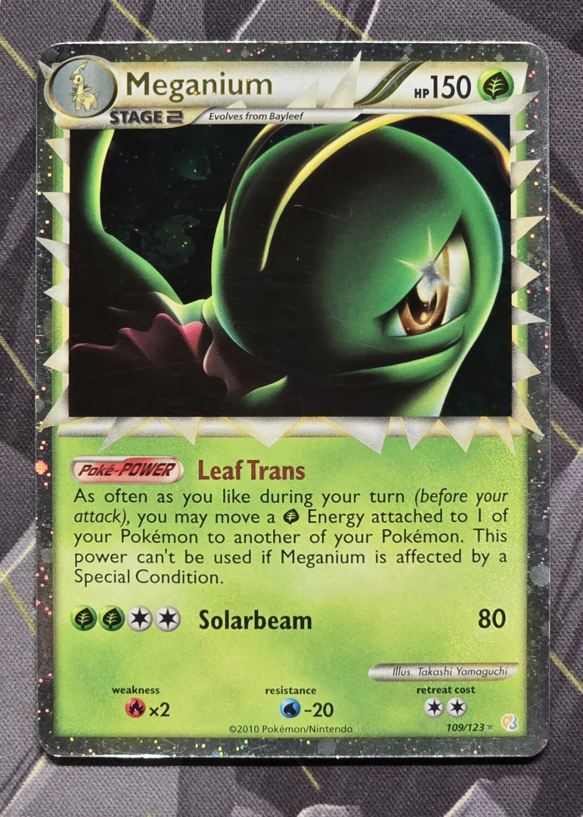 Pokémon Meganium Prime 109/123 HeartGold & SoulSilver Holo LP