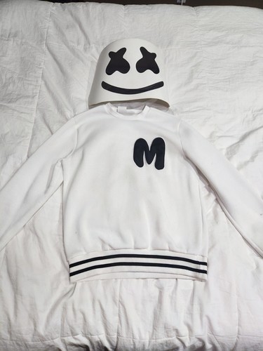 DJ MARSHMELLOW Espíritu Halloween Blanco Disfraz Sudadera y Máscara Adulto Hombre S