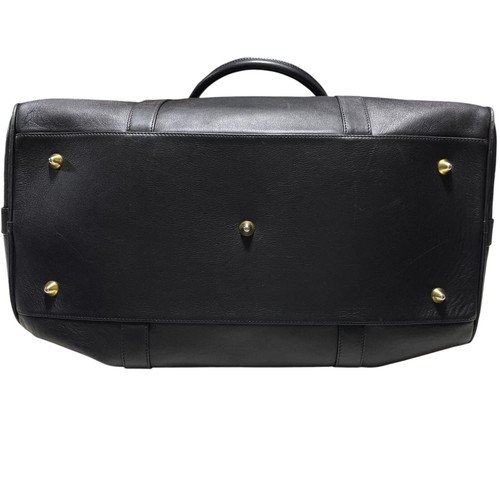 Montblanc Overnight Bag Black Leather Adjustable Strap Front Clasp Pocket Broke - Picture 3 of 12