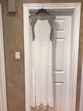 Beautiful Long Dress Size 4 XSCAPE White Nude, Gold