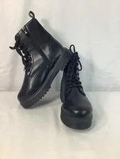 Size 7.5 Top  Moda Black Lace-up/Zip Military/Combat Ankle Boots