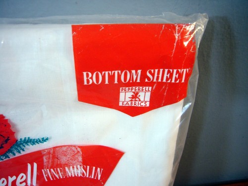 2 Red Label Vintage Pepperell Muslin Double Flat Fitted Sheets 81x108 NOS New - Picture 2 of 6