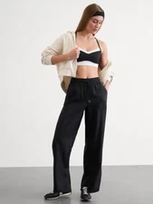 ATHLETA Retreat Linen High Rise Wide Leg Pant XS X-Small | Black #658547 NEW