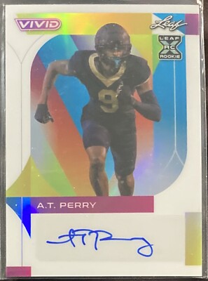 A.T. Perry 2023 Leaf Vivid Auto Autograph White Prismatic /6 Rookie Wake Forest