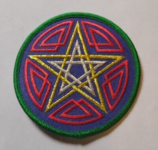 Embroidered Wicca Celtic Double Pentagram 3" Iron On Patch New