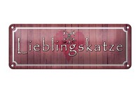 Blechschild Spruch 27X10Cm Lieblingskatze Herz Katze Metall Deko Schild Tin Sign