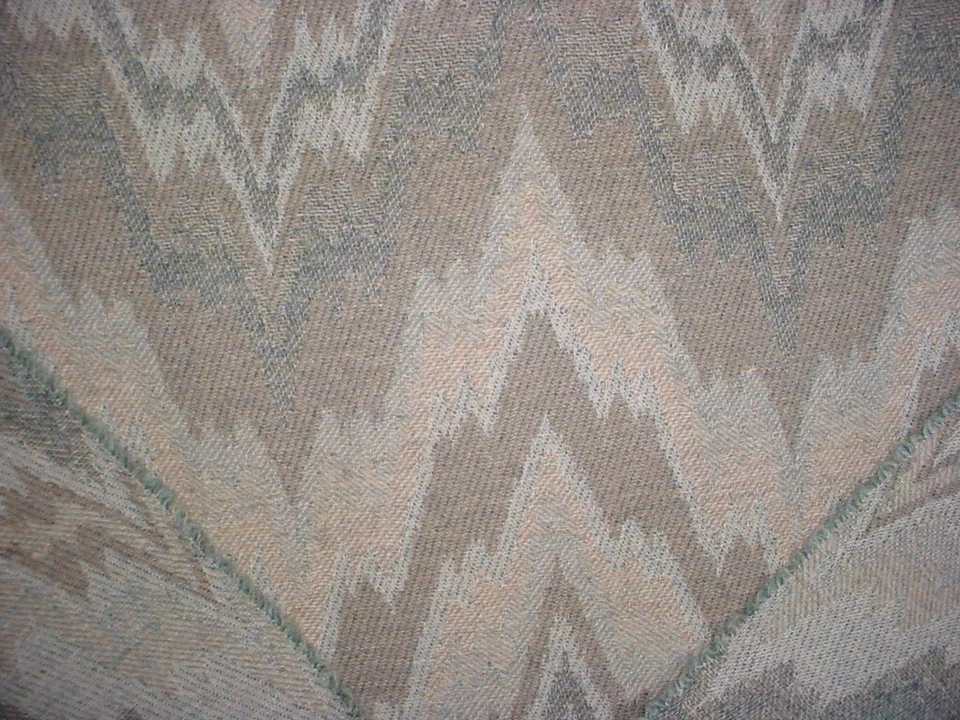 1-3/4Y Zoffany 330780 Malvern Duck Egg Ikat Chevron Drapery Upholstery Fabric - Image 2 of 3