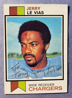 SIGNED JERRY LeVIAS 1973 TOPPS FOOTBALL CARD AUTOGRAPHED - CHARGERS