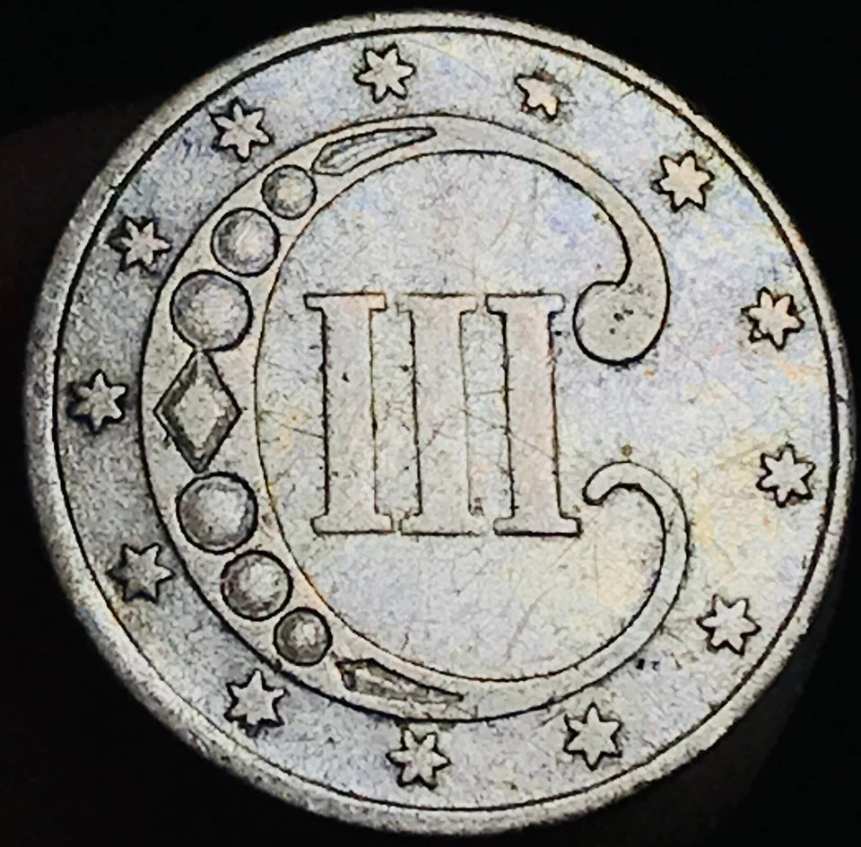 1852 Three Cent Silver Piece Trime 3c Type 1 Ungraded Choice US Coin CC23591 - Image 4 of 4