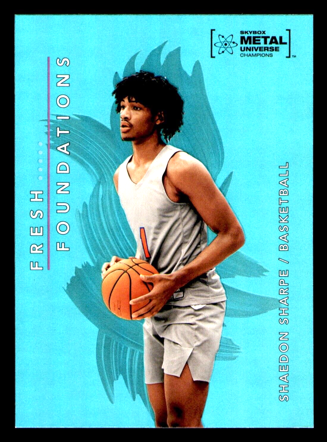 2022 Skybox Metal Universe Champions Shaedon Sharpe Fresh Foundation Aqua #FF50