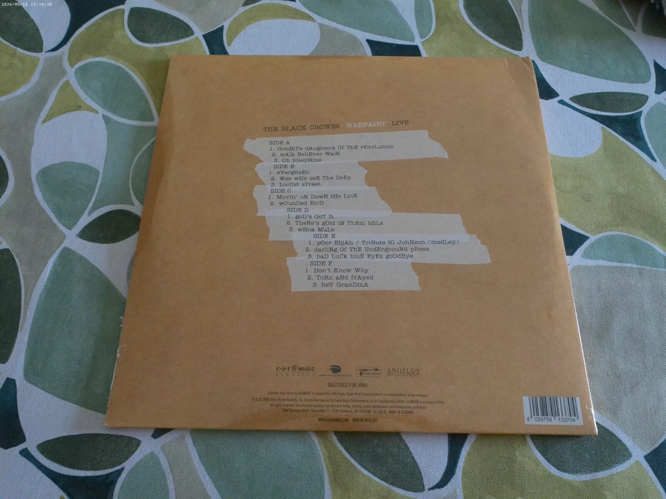 The Black Crowes – Warpaint Live 3xLP 2019 Europe M/VG+ new sealed - Immagine 2 di 2