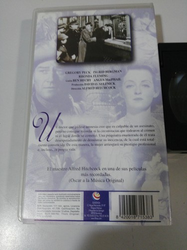 Remember Gregory Peck Ingrid Bergman Hitchcock - VHS Tape Spanish - Picture 2 of 3