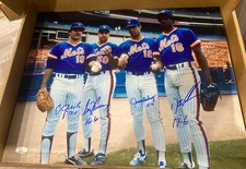 1986 Mets 16x20 Ron Darling, Doc Gooden, Bob Ojeda, Sid Fernandez JSA COA