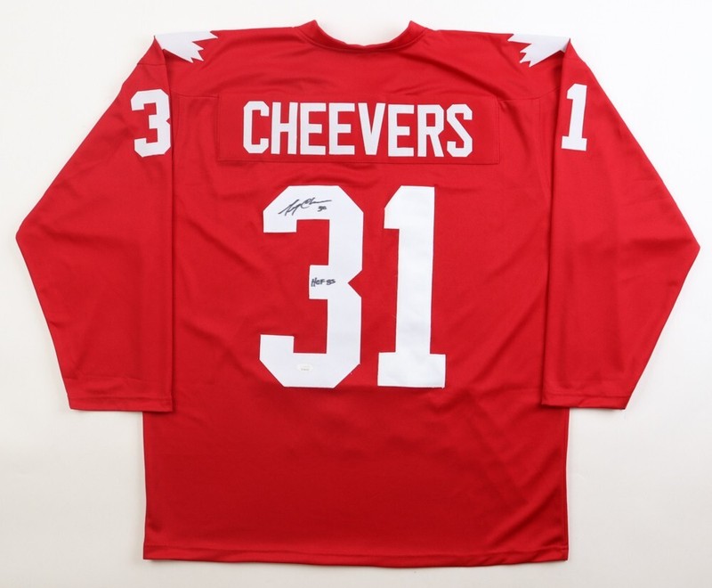 Gerry Cheevers Signed Team Canada Jersey Inscribed "HOF 85"(JSA) 1976 Canada Cup