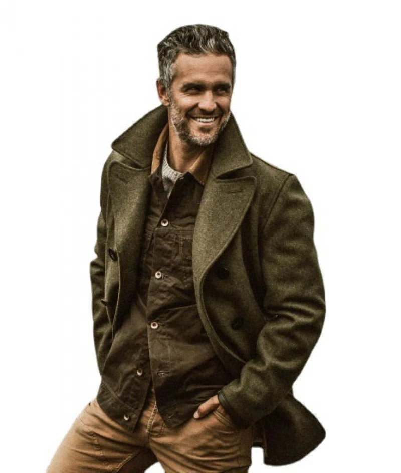 Green peacoat shop mens