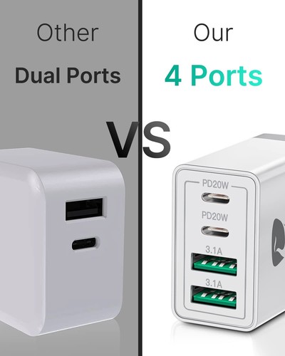 55W 4 Port USB-C PD Fast Charging Wall USB C Charger Power Adapter Type-C Brick - Picture 2 of 16