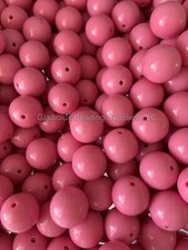 10 Qty 20mm Pink Solid Beads, Acrylic Beads, Bubblegum Beads, Chunky Beads