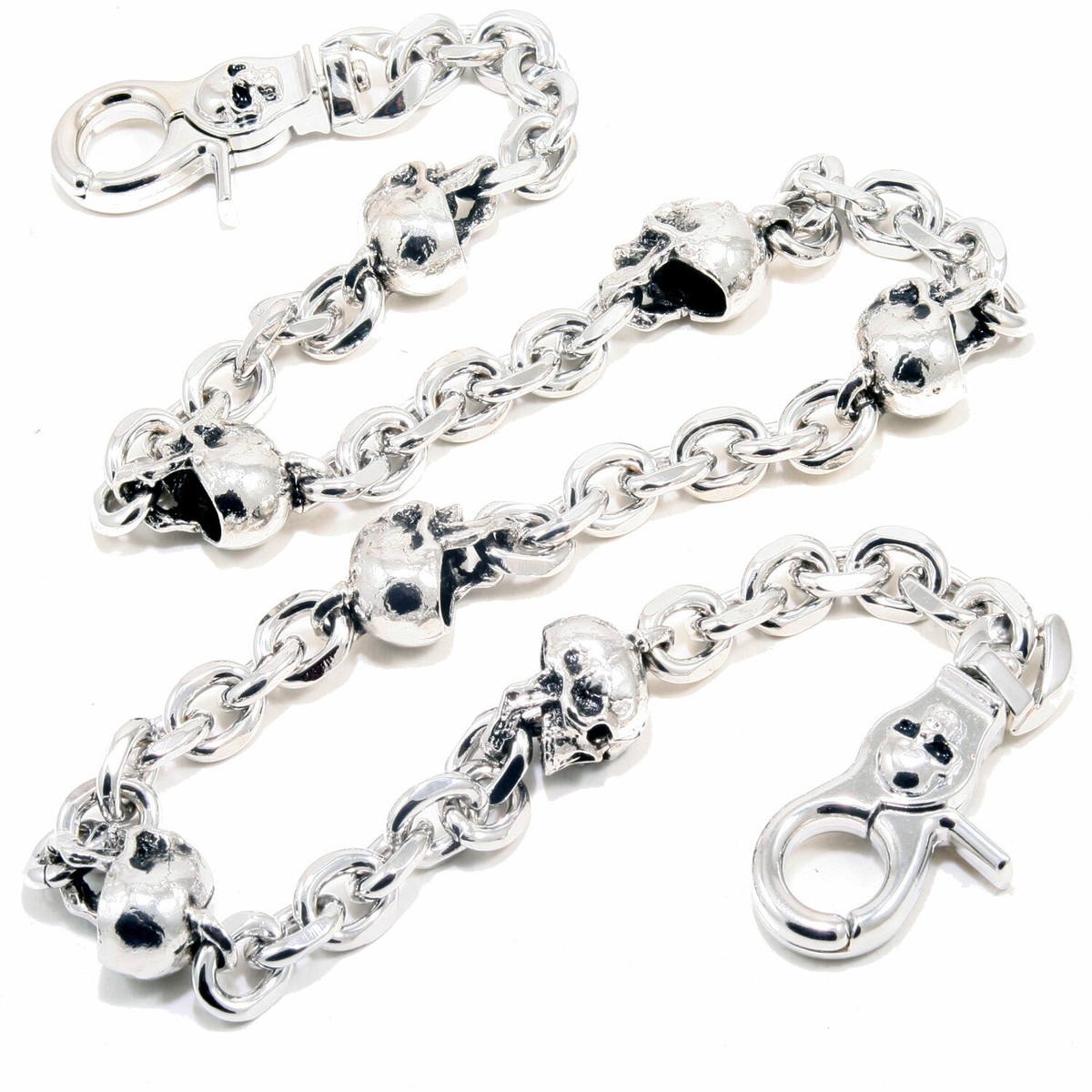 JSUOEO Catena per pantaloni, 2 pezzi, a portafoglio, catena portachiavi punk, portachiavi in acciaio inox, catena con moschettone, catena per pantaloni per portafoglio e chiavi, argento, S