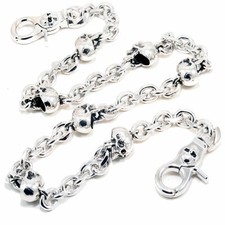 Multi Skull Connect EMO Biker Trucker Key Jean Wallet Chain 26.5" Silver CS80