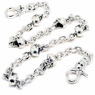 Multi Skull Connect EMO Biker Trucker Key Jean Wallet Chain (26.5'') Silver CS80