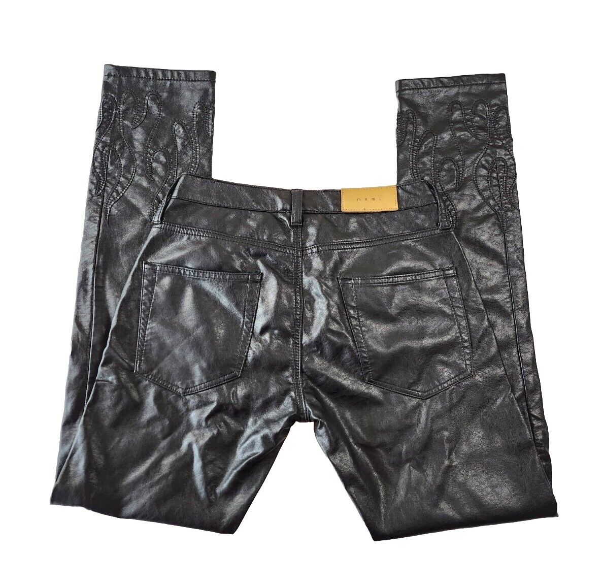 Mnml Polyurethane Black Flame Pants Men's Size 28x32 Mnml Polyurethane Black Flame Pants Men's Size 28x32