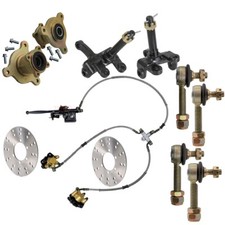 3Lug Front Wheel Hub Steering Spindle Brake Caliper Tie Rod Kit ATV Go Kart Quad