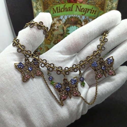 Michal Negrin Bib Necklace Statement Chandelier & Swarovski Crystal Gift Box NWT - Picture 7 of 12