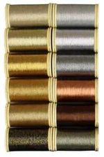 Maison Sajou Metallized sewing thread box 12 spools classic tones