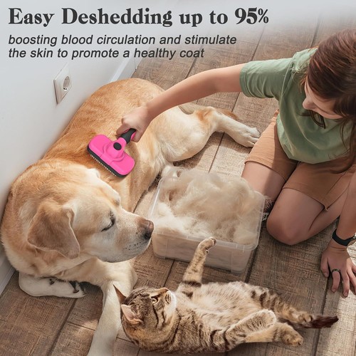 Self Cleaning Slicker Brush - Skin Friendly Deshedding Grooming Tool for Dogs - Picture 26 of 49