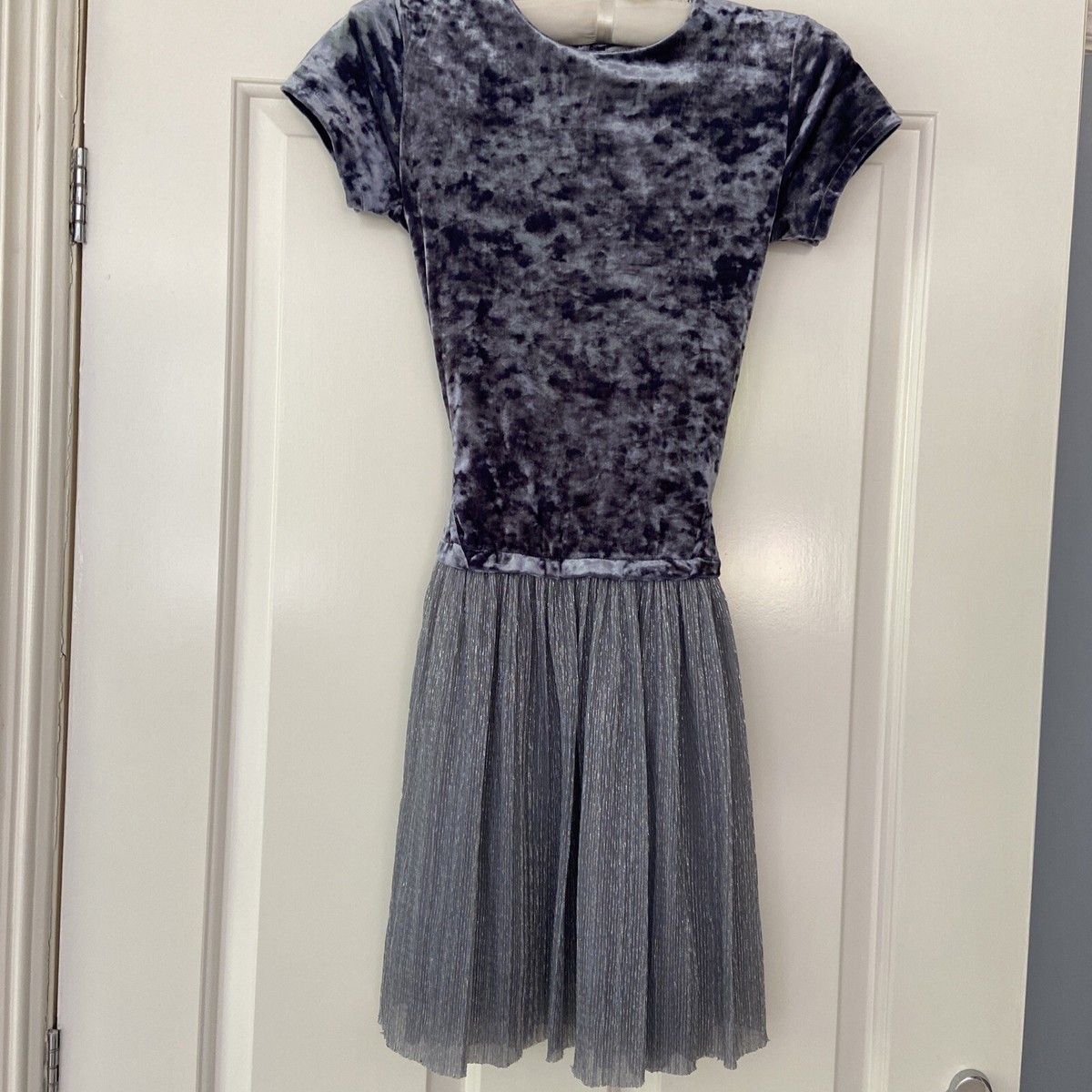 grey crushed velvet dress V-Neck Short Sleeves Ruffles Velvet Mother of the Bride Dress, Silver