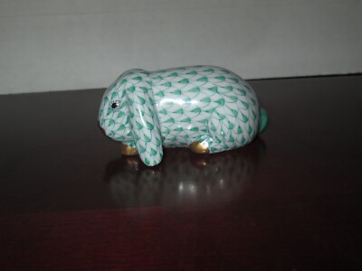 Herend - Bunny / Lop eared Rabbit - Lt Green Fishnet #15510 No box