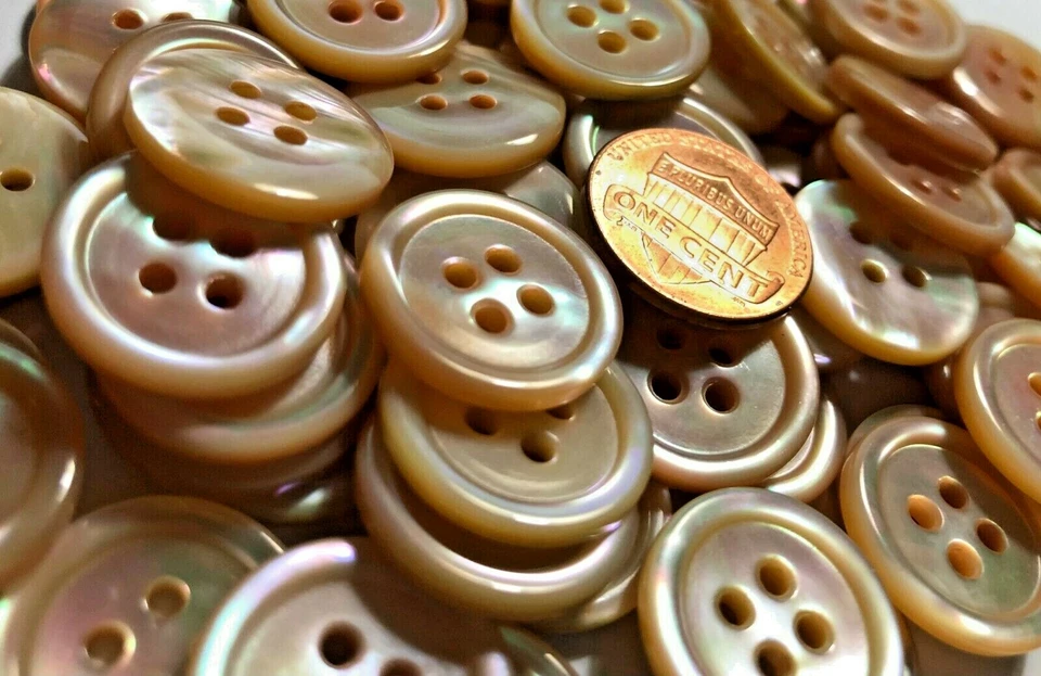 6 PC ONLY! Vintage Pink Iridescent MOP Shell Buttons 18mm Just Over 11/16" 11751 - Image 2 of 4