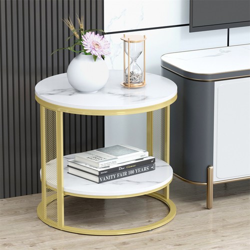 Luxury Marble Coffee Table Sofa Side Desk Bedside Table End Desk for Home Office - Picture 24 of 66