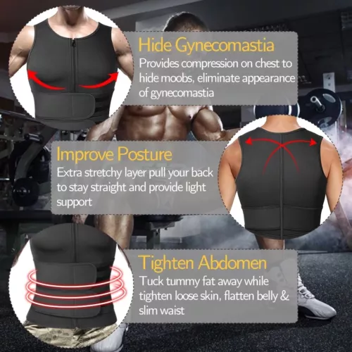 Traje de sauna para hombre chaleco de sudor entrenador de cintura moldeador corporal compresión gimnasio torso sin mangas - Imagen 5 de 31