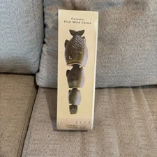 Cracker Barrel Ceramic Fish Wind Chime Stacked Hanging Decor Outdoor Garden