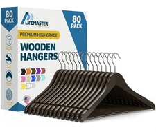 Wooden Hanger Set - 80 Pieces Non-Slip Versatile Closet Space-Saving Hanger S...