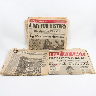 Lot Of 2 1981 Reagan Iran Hostage San Francisco Examiner Chronicle Newspapers
