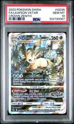 PSA 10 | 2023 POKEMON SWORD AND SHIELD CROWN ZENITH #GG35 FA/LEAFEON VSTAR ENG.