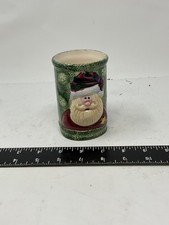 Vintage Santa Claus Ceramic Tumbler Cup Toothbrush Holder Christmas Decor Green
