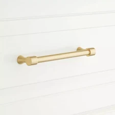 Signature Hardware 3-3/4" Strasbourg Solid Brass Cabinet Pull Satin Brass